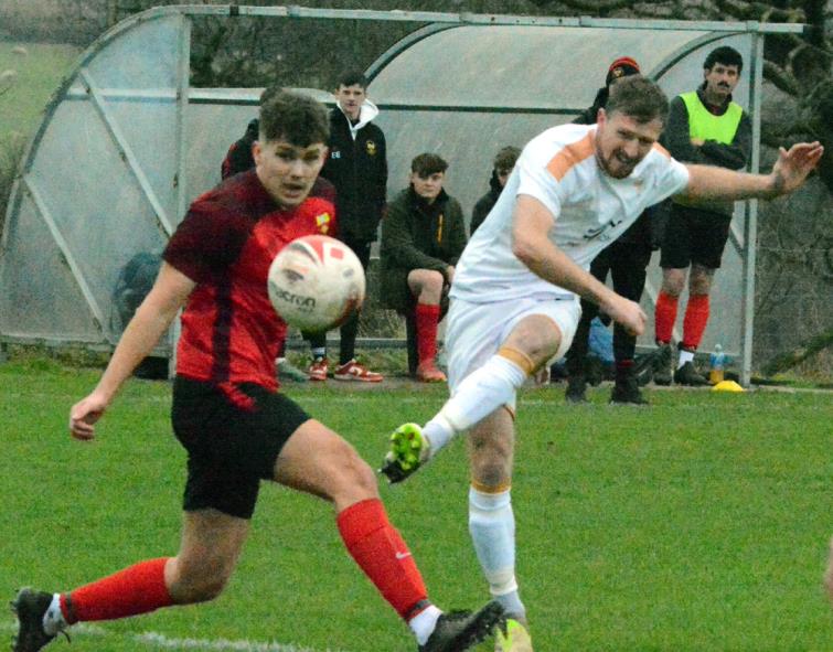 Hot shot - Rhys Dalling scored twice for champions Goodwick United at Clarbeston Road